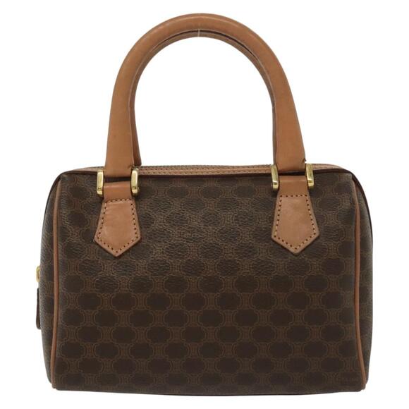 CELINE Macadam Canvas Mini Hand Bag Pvc Leather Brown Gold - Picture 2 of 12